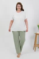 Büyük Beden Kısa Kol Penye Pijama Takımı Beyaz Akbeniz 202510 Beyaz farklı açı