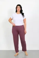 Büyük Beden Tek Alt Kadın Pijama Akbeniz 27555 Mürdüm
