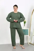 Büyük Beden Uzun Kollu Penye Kadın Pijama Takımı Akbeniz 202501 farklı açı