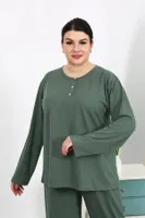 Büyük Beden Uzun Kollu Penye Kadın Pijama Takımı Akbeniz 202501 görsel 4