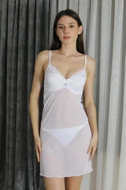 Akbeniz Beyaz Fantezi Kadın Tül Gecelik Akbeniz T2500