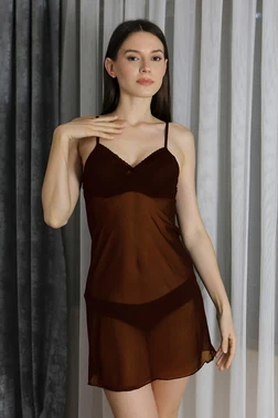 Akbeniz Transparan Fantezi Tül Kadın Gecelik Akbeniz T2500 Fuşya - Alternatif Görünüm