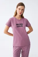 Yıldız Desenli Penye Kısa Kol Kadın Mor Pijama Takımı Akbeniz 2785 Mor farklı açı