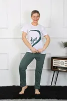 Sevgili Kombini Kadın Penye Pijama Takımı Beyaz Akbeniz 50127  Beyaz Kadın görsel 4
