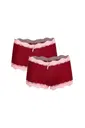 Dantelli Pamuklu 2li Kadın Boxer Bordo Akbeniz 40265