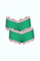 Dantelli Pamuklu 2li Kadın Boxer Fıstık Yeşili Akbeniz 40277
