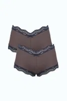 Kahverengi Kadın Pamuklu 2li Boxer Akbeniz 40277 Kahve