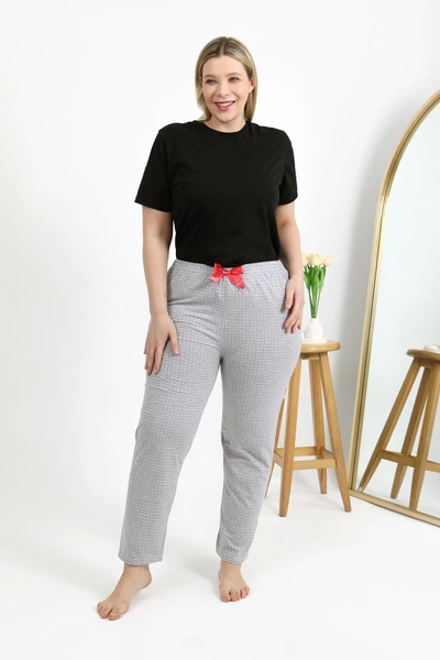 Gri Pamuklu Büyük Beden Kadın Alt Pijama Akbeniz 27557