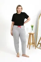 Gri Pamuklu Büyük Beden Kadın Alt Pijama Akbeniz 27557 Gri detay görünüm