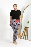 Desenli Pamuklu Büyük Beden Alt Kadın Pijama Akbeniz 27557 Somon detay görünüm