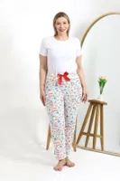 Büyük Beden Pamuklu Kadın Alt Pijama Akbeniz 27558  Ekru detay görünüm