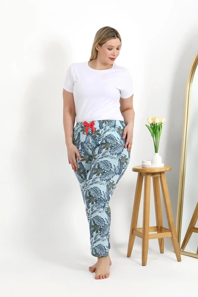 Pamuklu Büyük Beden Kadın Alt Pijama Akbeniz 27558