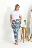 Pamuklu Büyük Beden Kadın Alt Pijama Akbeniz 27558  Mavi