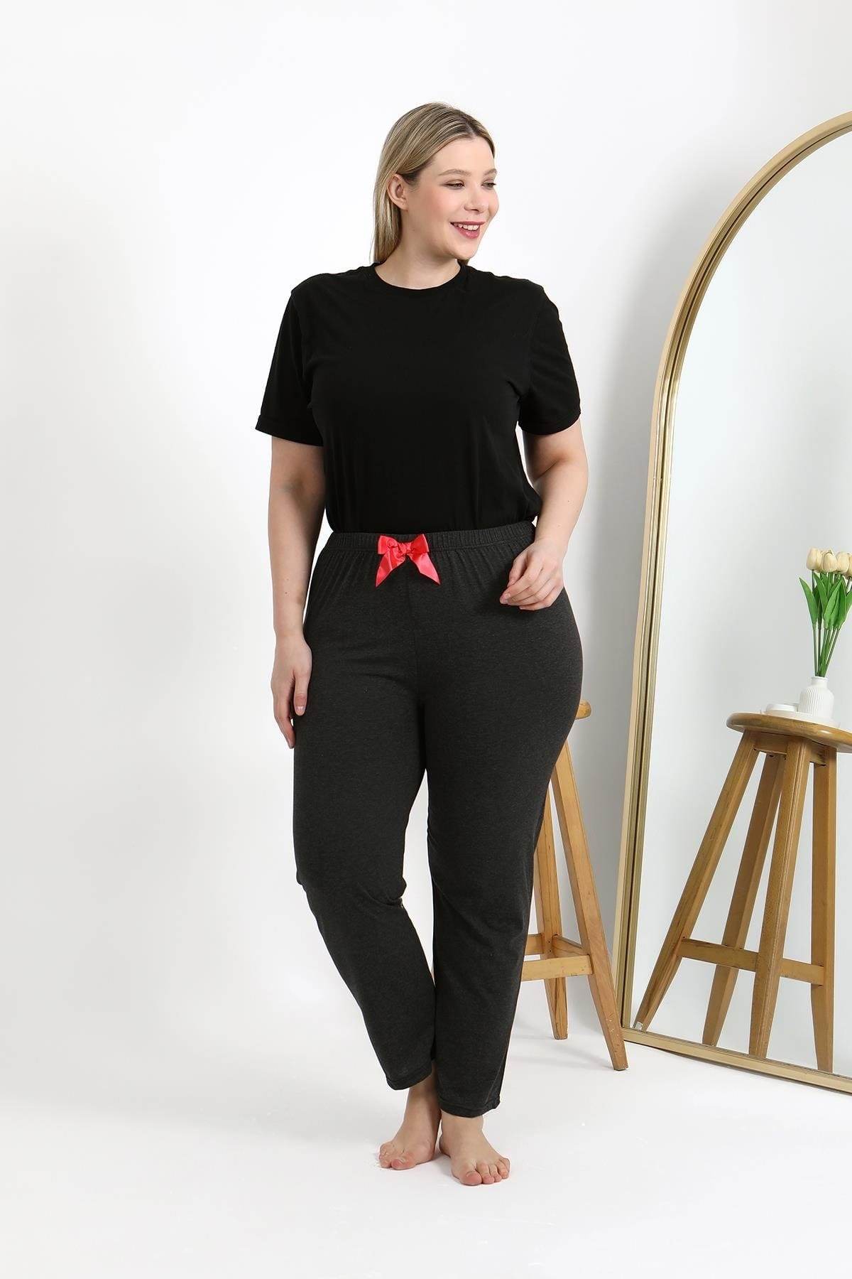 Tek Alt Pamuklu Büyük Beden Kadın Pijama Akbeniz 27559