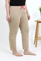 Lastikli Pamuklu Büyük Beden Alt Kadın Pijama Akbeniz 27559 Bej detay görünüm