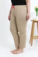 Lastikli Pamuklu Büyük Beden Alt Kadın Pijama Akbeniz 27559 Bej farklı açı