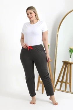 Kurdelalı Pamuklu Büyük Beden Kadın Alt Pijama Akbeniz 27559