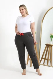 Kurdelalı Pamuklu Büyük Beden Kadın Alt Pijama Akbeniz 27559