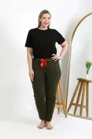 Büyük Beden Kadın Pamuklu Alt Pijama Akbeniz 27559 Haki