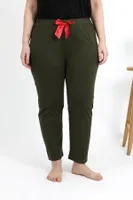Büyük Beden Kadın Pamuklu Alt Pijama Akbeniz 27559 Haki görsel 4