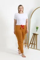 Pamuklu Büyük Beden Kadın Alt Pijama Akbeniz 27559 İnci Hardal detay görünüm