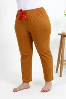 Pamuklu Büyük Beden Kadın Alt Pijama Akbeniz 27559 İnci Hardal görsel 4