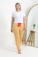 Pamuklu Büyük Beden Alt Kadın Pijama Akbeniz 27559 Sarı detay görünüm