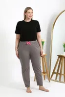 Pamuklu Büyük Beden Kadın Alt Pijama Akbeniz 27559 Gri Vizon