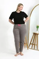 Pamuklu Büyük Beden Kadın Alt Pijama Akbeniz 27559 Gri Vizon farklı açı