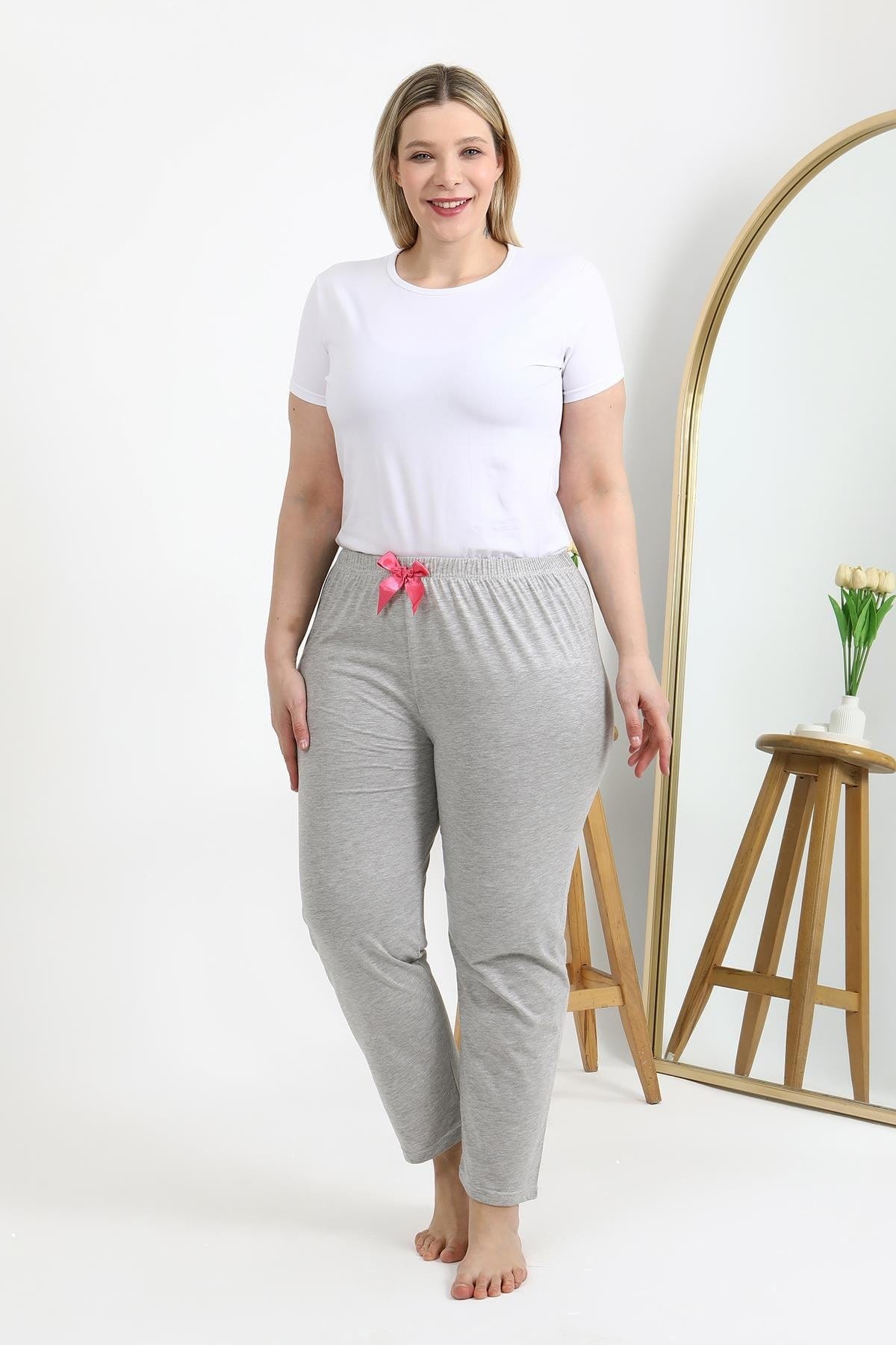 Büyük Beden Pamuklu Kadın Tek Alt Pijama Akbeniz 27560