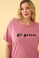 Büyük Beden Somon Go Getter Yazılı Pijama Takımı Akbeniz 202513 Somon detay görünüm
