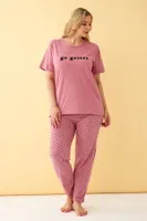 Büyük Beden Somon Go Getter Yazılı Pijama Takımı Akbeniz 202513 Somon farklı açı