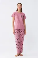 Somon Kalp Desenli Kısa Kollu Penye Pijama Takımı Akbeniz 2785