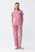Somon Kalp Desenli Kısa Kollu Penye Pijama Takımı Akbeniz 2785 görsel 4
