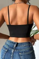 Aksesuarlı Şık Crop Büstiyer T-shirt Merry See AN1011 Siyah Siyah farklı açı