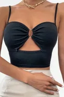Aksesuarlı Şık Crop Büstiyer T-shirt Merry See AN1011 Siyah Siyah görsel 4