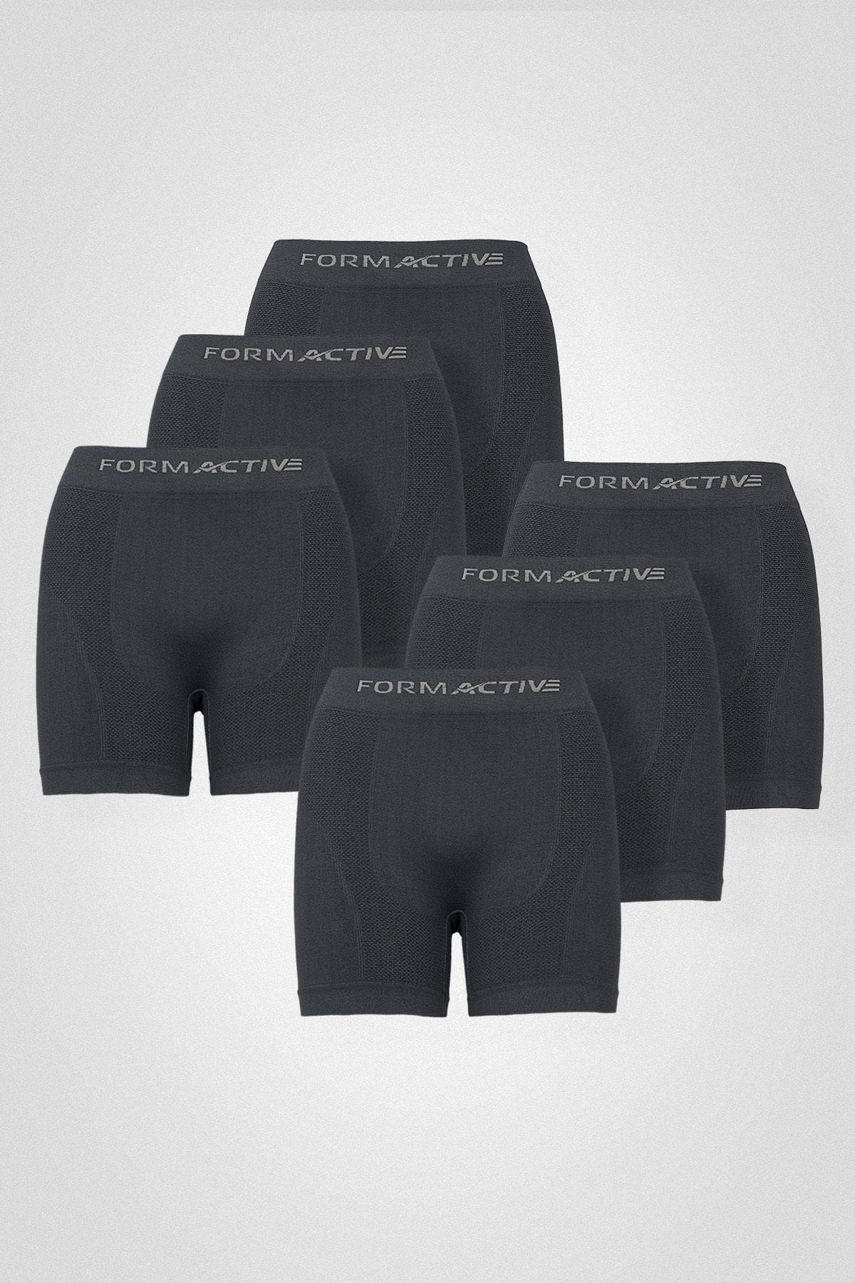 Antrasit Microfiber Likralı Sentetik Yapılı Erkek Boxer 6lı Set FormActive 4400 - 6 ADET