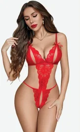 Arkası Açık Dantel Kırmızı Fantazi Body NightLight 7001-2