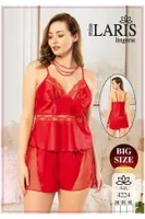 Askılı Saten Kırmızı Büyük Beden Şort Takım Miss Laris 4224 Kırmızı farklı açı