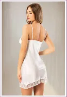 Ayar Askılı Saten Göğüs Etek Ucu Dantelli Saten Gecelik Miss Laris 2141 Ekru detay görünüm