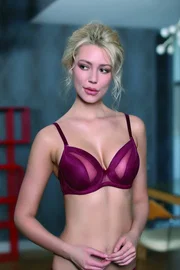 Moonlight Balenli Mor Dolgusuz Transparan Sütyen Külot Takım Moonlight 2140 