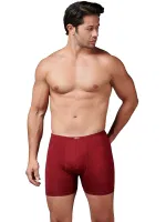 Bambu İnce Bel Elastan Erkek Boxer Gümüş 8007 Bordo