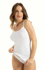 Q-En Bambu Kadın İp Askılı Büyük Beden Atlet Q-En 700-B