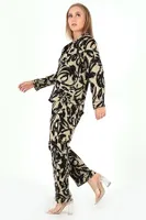 Base Desenli Uzun Kollu Kadın Pijama Takım DoReMi 002-000095 Siyah detay görünüm