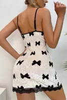 Baskılı Dantelli Kadife Pijama Gecelik Merry See MS 2371 Çok Renkli detay görünüm
