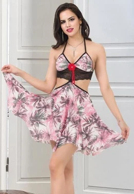 İzabel Bel Dekolteli Boyundan Bağlamalı Fantazi Gecelik İzabel F-3007