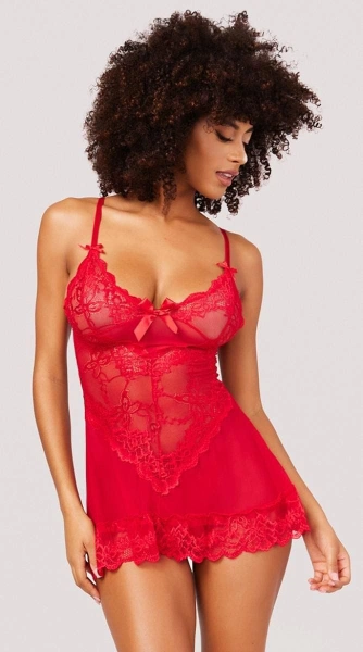 Kırmızı Süper Mini Dantelli Fantezi Gecelik Beleng 6051