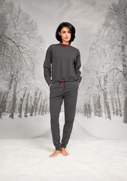 Beli Lastikli Uzun Kollu Sweatshirt Pantalon Takım Doreanse 26K4094