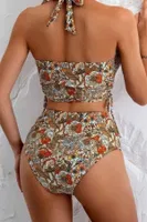 Çok Renkli Çiçek Bahçesi Yüksel Bel Bikini Takım Bella Notte M-9027 Çok Renkli detay görünüm