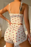 Beyaz Kiraz Rüyası Şort Takım Bella Notte 7539 Beyaz farklı açı